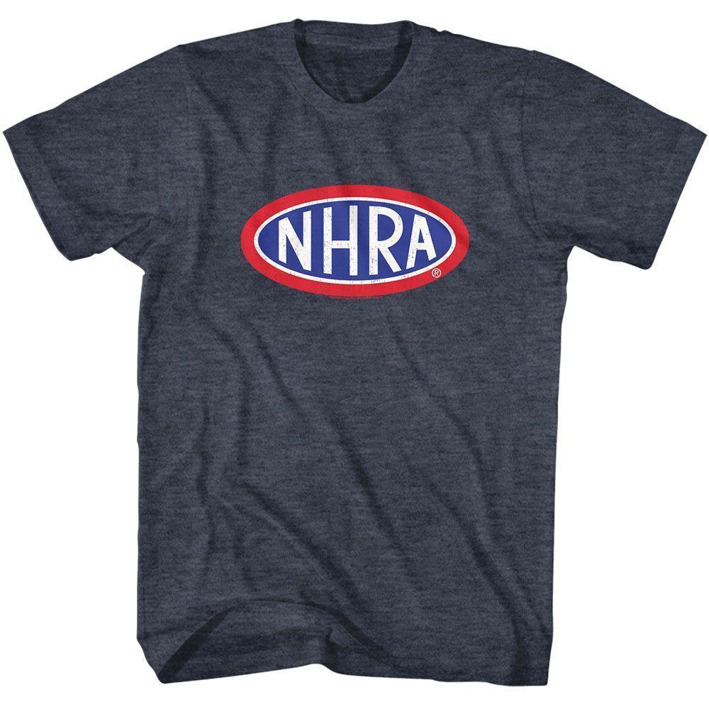 National Hot Rod Association Nhra Logo Navy Heather Adult T-Shirt